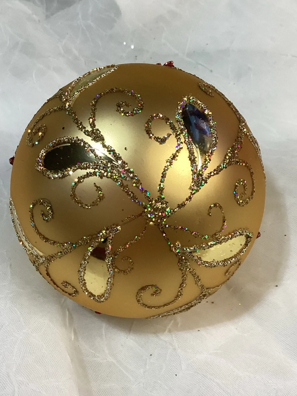 Demdaco Red & Gold Decorative Holiday Christmas Glass Ornament Set x3 Balls